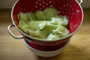 Cucumber Draining in Colander