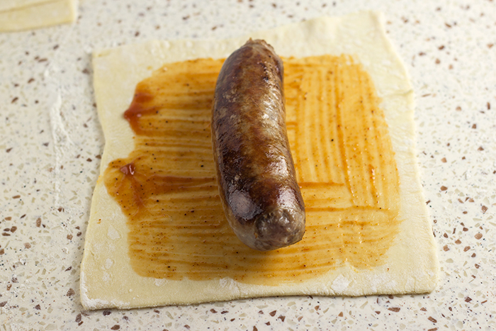 Puff Pastry Bratwurst with Curry Ketchup - The Kitchen Maus