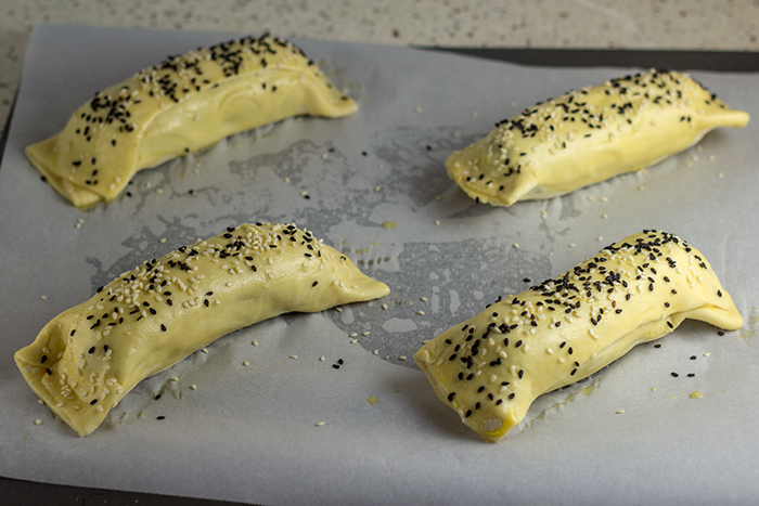 Puff Pastry Bratwurst with Curry Ketchup - The Kitchen Maus