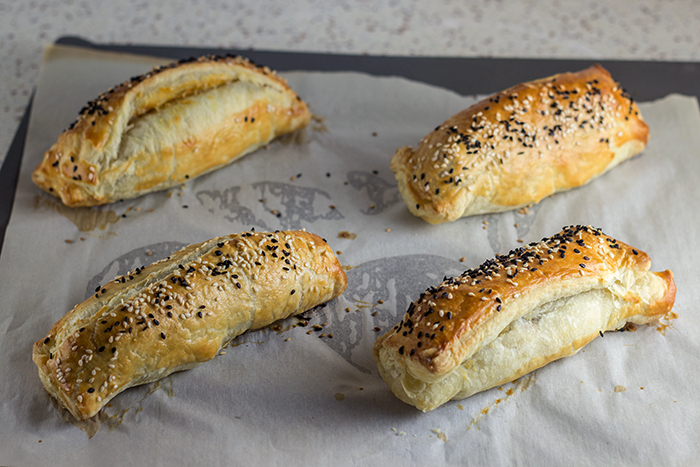 Puff Pastry Bratwurst with Curry Ketchup - The Kitchen Maus