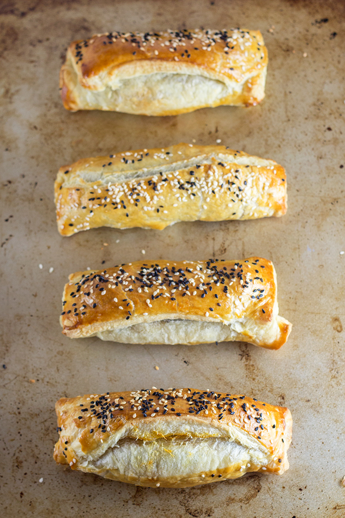 Puff Pastry Bratwurst with Curry Ketchup - The Kitchen Maus