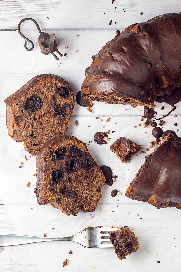 Cherry Chocolate Pound Cake by the Kitchen Maus