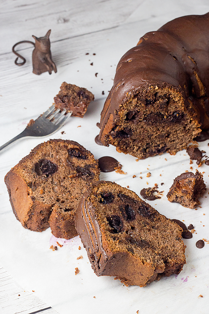 Cherry Chocolate Pound Cake by the Kitchen Maus