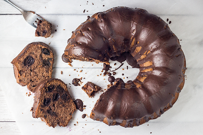 Cherry Chocolate Pound Cake by the Kitchen Maus