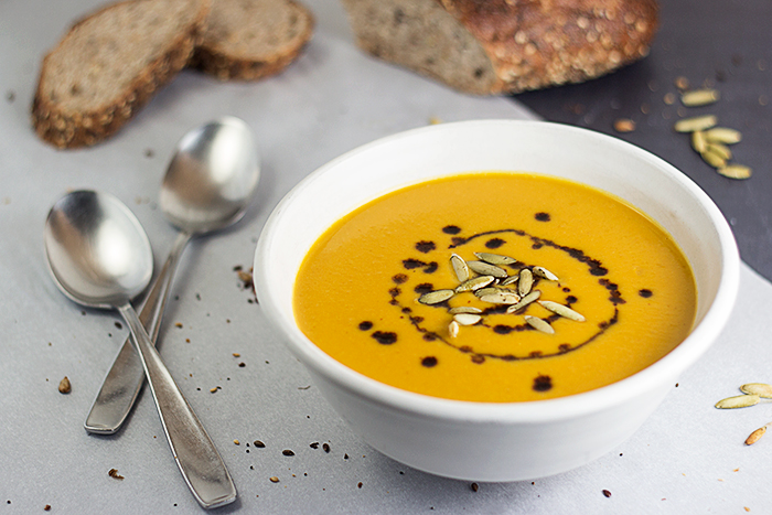 German Cream of Pumpkin Soup (Kürbiscremesuppe) by the Kitchen Maus