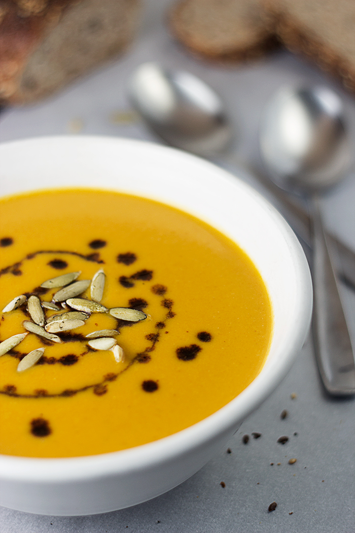 German Cream of Pumpkin Soup (Kürbiscremesuppe) by the Kitchen Maus