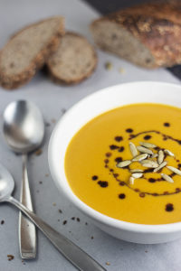 German Cream of Pumpkin Soup (Kürbiscremesuppe) by the Kitchen Maus