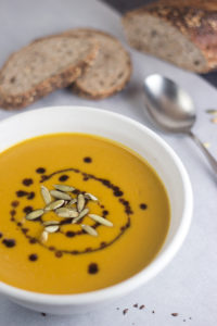 German Cream of Pumpkin Soup (Kürbiscremesuppe) by the Kitchen Maus